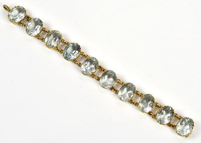 Lot 42 - A Victorian gilt metal and aquamarine set ten...
