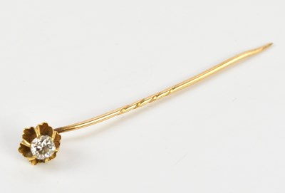 Lot 86 - A Victorian yellow metal stick pin with rose...