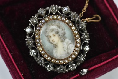 Lot 262 - A Victorian hand painted portrait miniature...