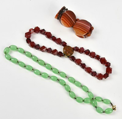 Lot 131 - A Victorian Scottish agate five stone bracelet,...