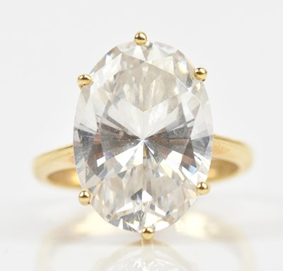 Lot 456 - A yellow metal QVC dress ring, stamped '585',...
