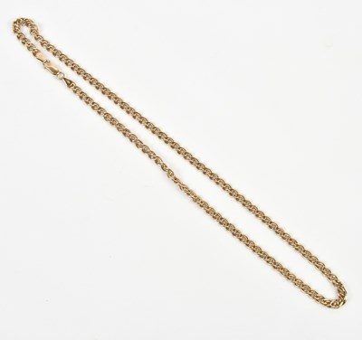 Lot 259 - A yellow metal flat link necklace, stamped...