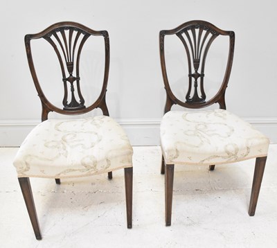 Lot 1167 - A pair of 19th century mahogany shield back...