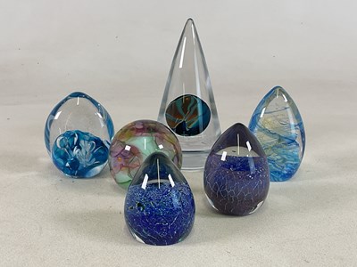 Lot 217 - PETER LAYTON; glass paperweights, four signed,...