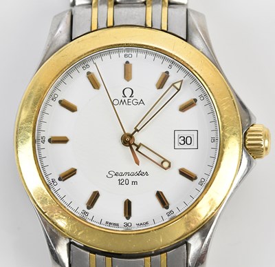 Lot 594 - OMEGA; a gentleman's stainless steel yellow...