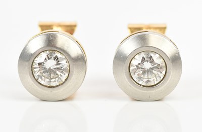 Lot 175 - A pair of white and yellow metal diamond set...
