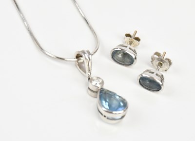 Lot 241 - A white metal diamond and aquamarine set...