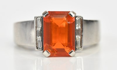 Lot 369 - A platinum diamond and fire opal set dress...