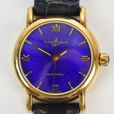 Lot 572 - ULYSSE NARDIN; a lady's 18ct gold wristwatch,...