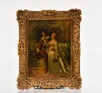 Lot 1049 - E C BARNES; c.1820 oil on canvas, couple in a...