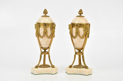 Lot 1323 - A pair of French white marble and ormolu...