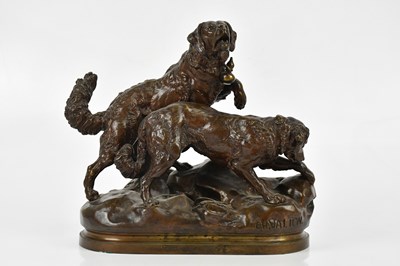 Lot 1489 - A 19th century French painted bronze of two...