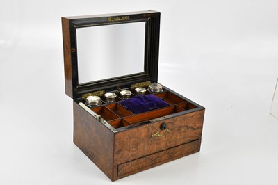 Lot 1313 - A Victorian walnut vanity box, with fitted...