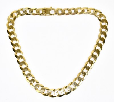 Lot 1294 - A yellow metal curb link necklace, stamped 375,...