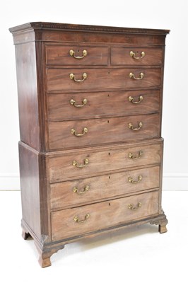 Lot 90 - A 19th century mahogany chest on chest, with...