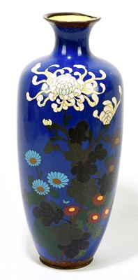 Lot 640 - An early 20th century Japanese cloisonne vase with floral decoration