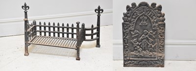 Lot 236 - A cast iron fire grate with cast iron fire...