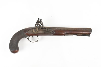 Lot 1386 - LOWE; a 19th century flintlock pistol, with...