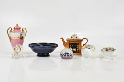 Lot 1654 - J DEAN FOR MINTON; a twin handled lidded vase,...