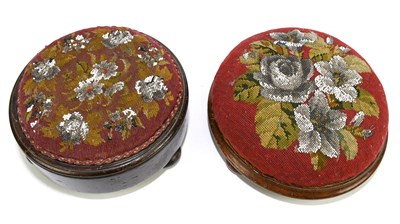 Lot 2872 - Two Victorian circular foot stools, each...