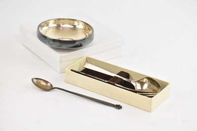 Lot 2059 - GEORG JENSEN; silver spoon, fork, dish and...