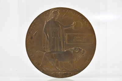 Lot 1231 - A bronze remembrance plaque, awarded to...