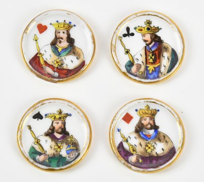 Lot 1393 - A set of four 19th century porcelain whist...