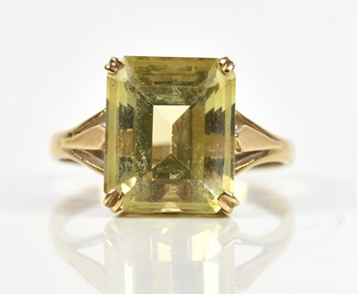 Lot 471 - A 9ct yellow gold dress ring set with an...