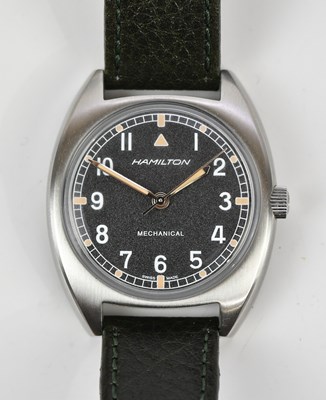 Lot 603 - HAMILTON; a gentleman's stainless steel...