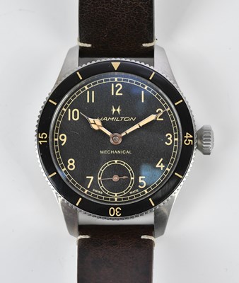 Lot 604 - HAMILTON; a gentleman's stainless steel...