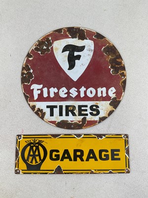 Lot 96 - Two enamel signs, for Firestone Tires,...
