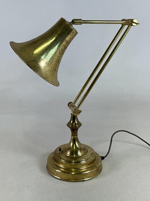 Lot 342 - A brass adjustable desk lamp, approximate...