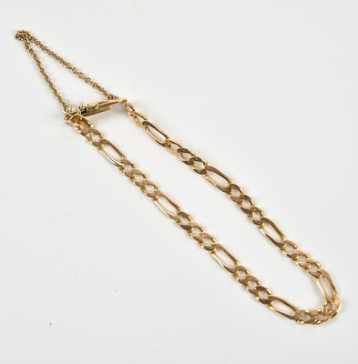 Lot 38 - A yellow metal flat link bracelet, stamped...