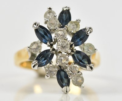 Lot 417 - A yellow metal diamond and pale blue set dress...