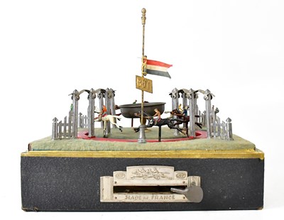 Lot 442 - J DE P; a French tinplate wind-up racing game,...