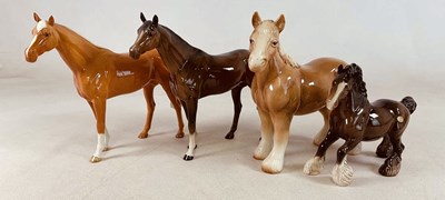 Lot 151 - BESWICK; four models of horses, tallest 29cm....