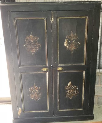 Lot 371 - A large Continental painted two door cupboard,...