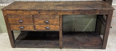 Lot 372 - A rustic pine topped sideboard, with pot board...