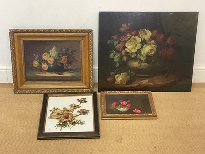Lot 290 - G OLIVIER; oil on canvas laid on panel, still...
