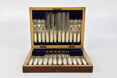 Lot 2012 - A mother of pearl handled and silver banded...