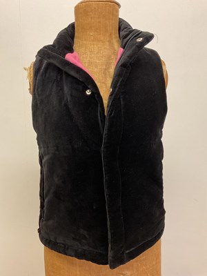 Lot 266 - RALPH LAUREN; a black velour gilet with pink...