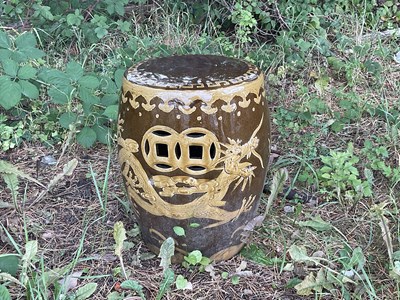 Lot 1230 - A terracotta brown and yellow glazed Chinese...