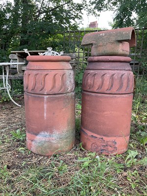 Lot 1231 - Two chimney pots, with one chimney cap, height...
