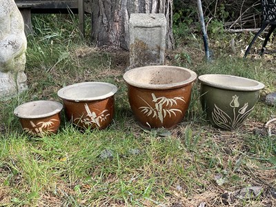 Lot 1240 - A set of three graduated bamboo pots, largest...