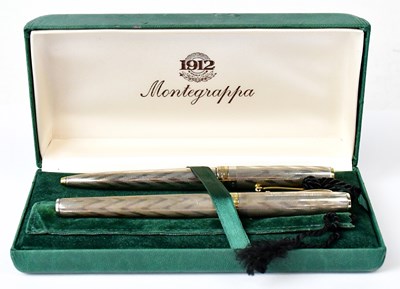 Lot 483 - MONTEGRAPPA; a cased pair of hallmarked silver...