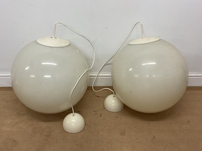 Lot 331 - A pair of mid century style globe pendant...
