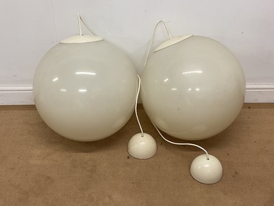 Lot 332 - A pair of mid century style globe pendant...