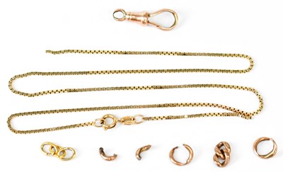 Lot 890 - A 9ct gold box link necklace, length 44cm,...