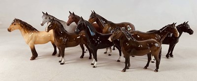 Lot 161 - BESWICK; nine horse and pony figures, to...