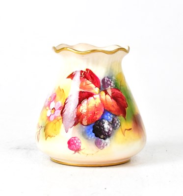 Lot 285 - ROYAL WORCESTER; a small hand painted vase,...